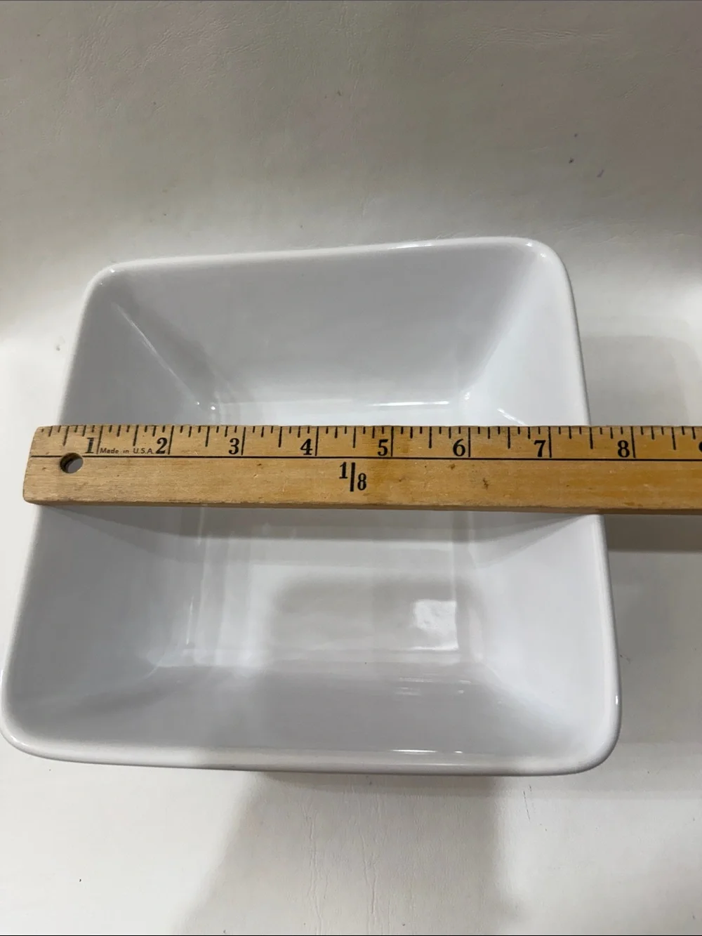 Pampered Chef White Square Ceramic 7 1/2 In Baking Serving Bowl Vintage Retired